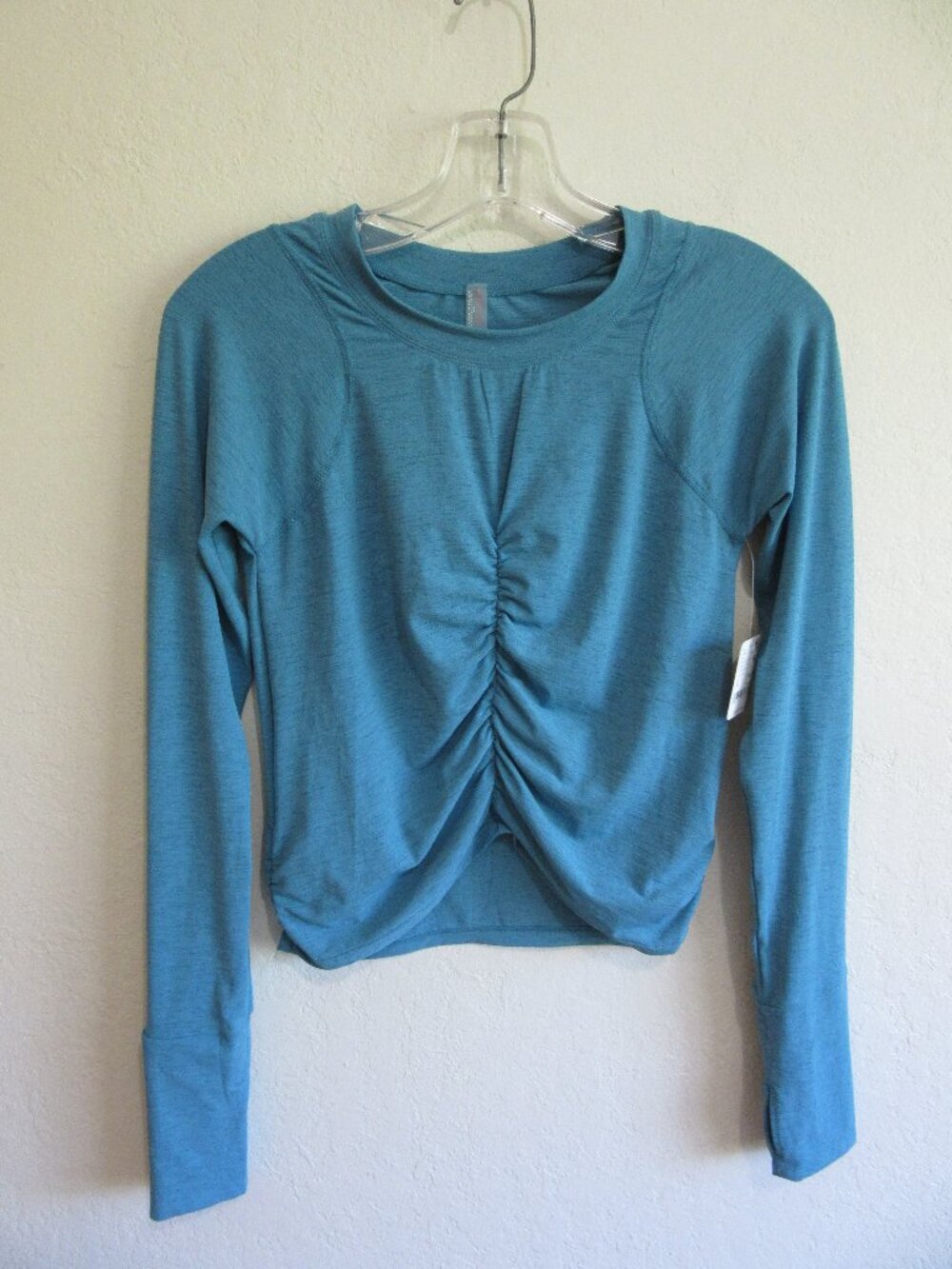 Free People Movement Teal M Pullover Ruched Thumb Opening Top-NWT